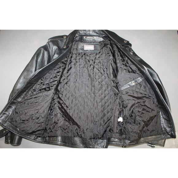VTG Wilsons Classic Black Leather Motorcycle Moto Biker Punk Jacket Men's Large - Picture 8 of 9